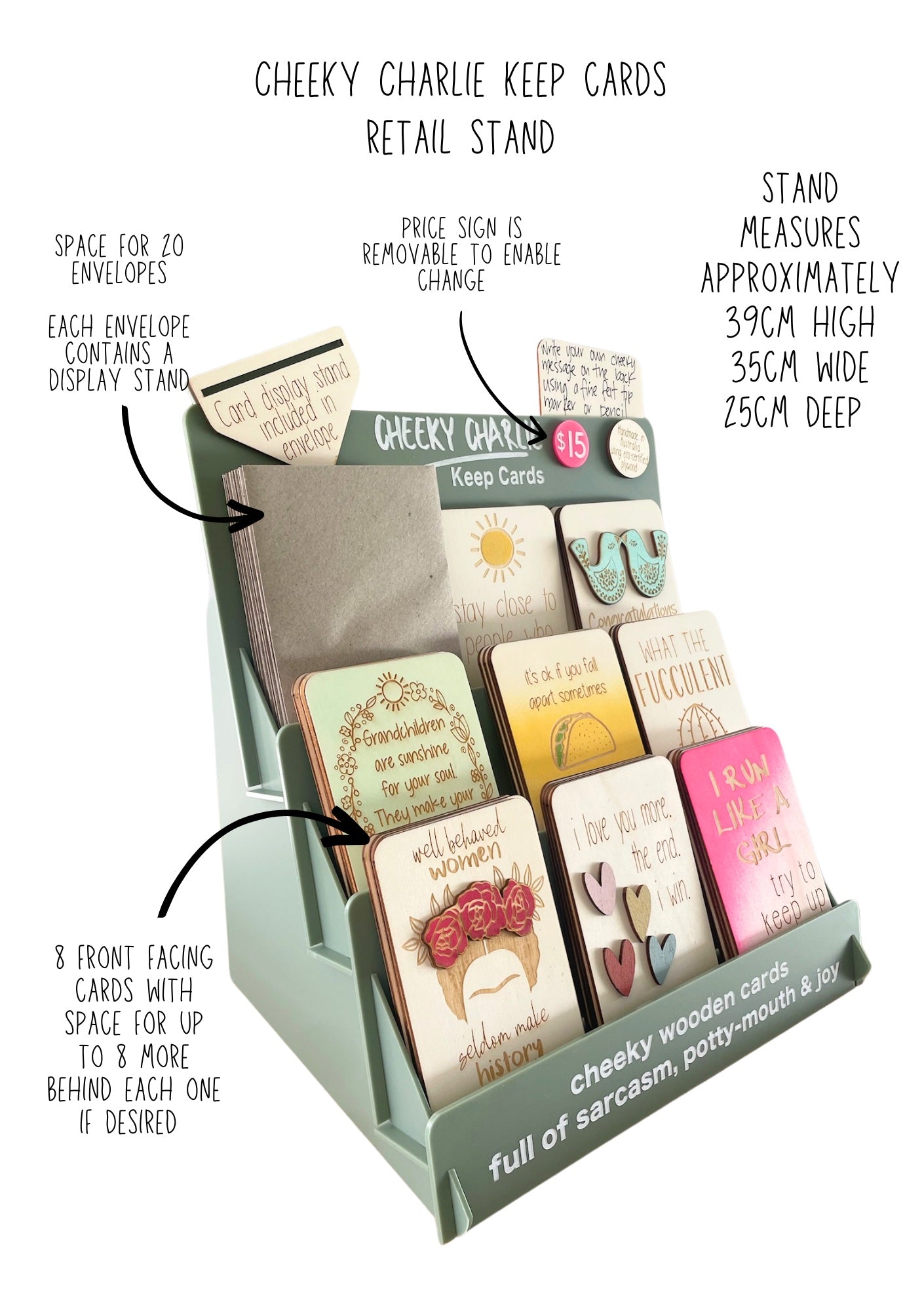 Wholesale POS Card Stands - Cheeky Charlie Keep Cards
