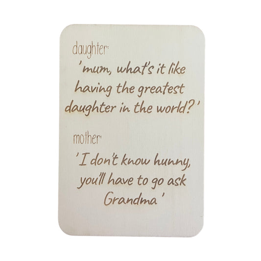 Daughter: Mum, What's It Like? - Cheeky Charlie Keep Cards