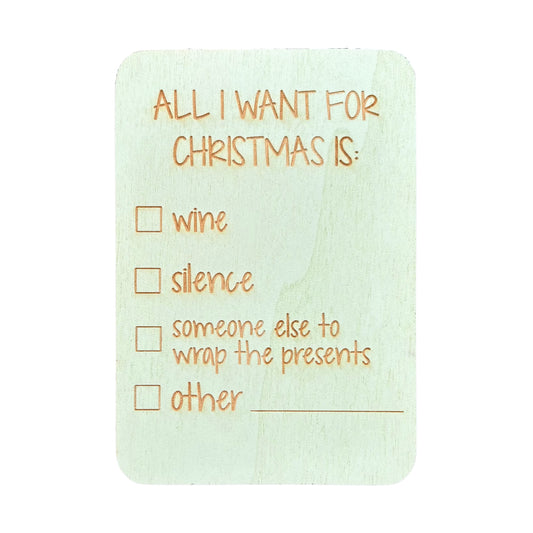 Xmas - All I Want For Christmas Is - Cheeky Charlie Keep Cards